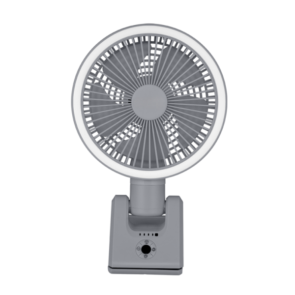 SMALL PORTABLE RECHARGABLE FOLDING CLIP ON 4-IN-1 8” DESKTOP FAN