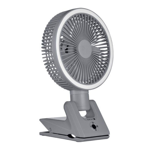 SMALL PORTABLE RECHARGABLE FOLDING CLIP ON 4-IN-1 8” DESKTOP FAN