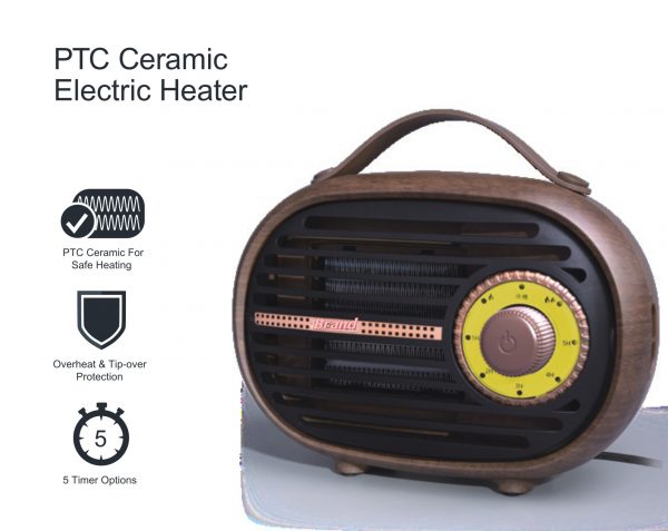 PTC CERAMIC ELECTRIC FAN HEATER WITH AIR FILTER OVERHEAT PROTECTION ADJUSTABLE THERMOSTAT SMALL HEATER 600-800W