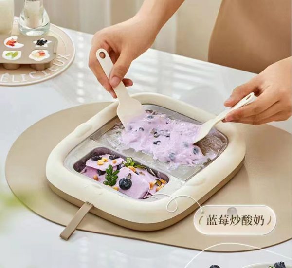 INSTANT ICE CREAM MAKER ROLLING TRAY INSTANT PAN ROLL HOMEMADE DIY ICE FRYING MACHINE YOGURT PLATE